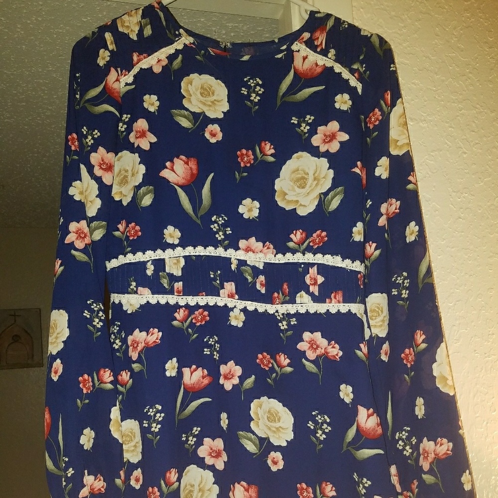 Navy blue floral dress